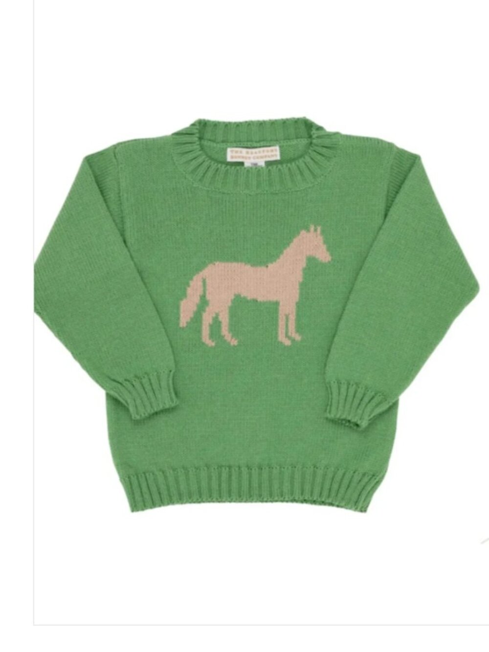 THE BEAUFORT BONNET COMPANY Isaac's Intarsia Sweater Grenada Green Horse Size 6
